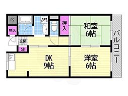 ロイヤル忍ケ丘 2DKの間取図画像