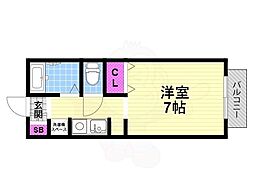 グリーンコート忍ケ丘 1Kの間取図画像
