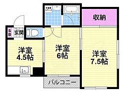 コーポラスサタ 3階/-