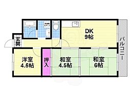 野崎スカイハイツ 3LDKの間取図画像