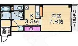ディアハイム鴻池 1Kの間取図画像