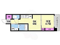 GARDENIA鶴見 1DKの間取図画像