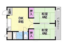 メゾン深野 2DKの間取図画像