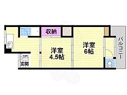 青葉荘 2Kの間取図画像