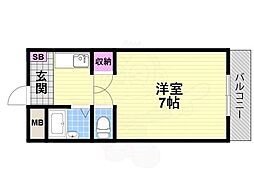 有馬パレス野崎 1Kの間取図画像