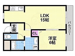 レクシア野崎 1LDKの間取図画像
