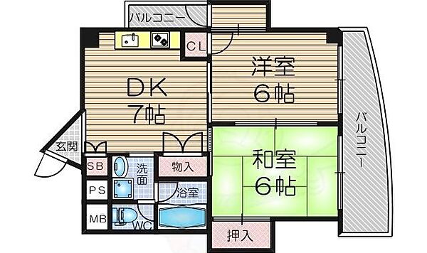 ディバージョン同心 ｜大阪府大阪市北区同心２丁目(賃貸マンション2DK・7階・45.00㎡)の写真 その2