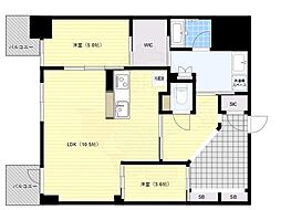 S-RESIDENCE福島diverse 2階2LDKの間取り