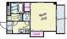 京阪本線 天満橋駅 徒歩8分の賃貸マンション 5階1Kの間取り
