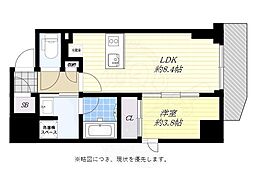 JR東西線 北新地駅 徒歩3分の賃貸マンション 2階1LDKの間取り