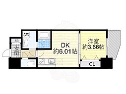 ブランシエスタ天満 6階1DKの間取り