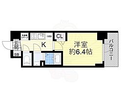 プレサンス福島ミッドエル 7階1Kの間取り