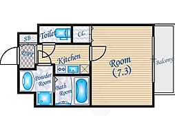 CASSIA福島駅前 2階1Kの間取り