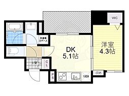 アーバネックス京町堀 6階1DKの間取り