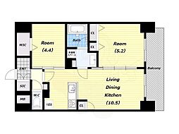 アーバネックス梅田中崎町2 10階2LDKの間取り