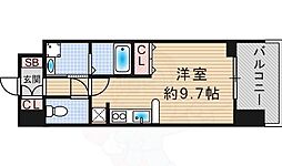 グランカーサ梅田北 8階ワンルームの間取り