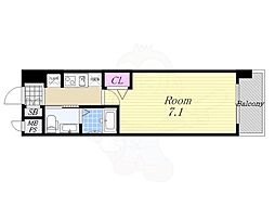 エグゼ天神橋 7階1Kの間取り