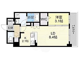 アーバネックス同心 11階1LDKの間取り