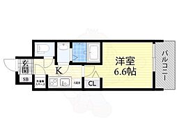 レジュールアッシュ中之島SOUTH 8階1Kの間取り