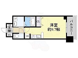 グランカーサ梅田北 13階ワンルームの間取り