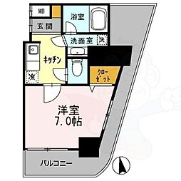 カスタリアタワー肥後橋 1Kの間取図画像