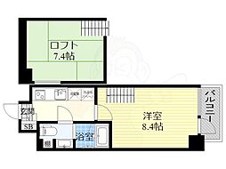 リセス大阪イースト 7階1Kの間取り