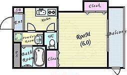 京阪本線 天満橋駅 徒歩8分の賃貸マンション 11階1Kの間取り
