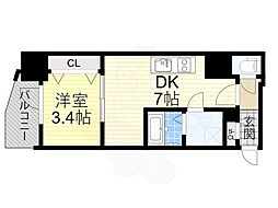 エスリードレジデンス大阪福島フロント 1DKの間取図画像