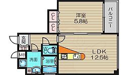 エクセレント南森町 1LDKの間取図画像