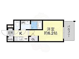 エスリードRESIDENCE大阪福島CITYWEST 1Kの間取図画像