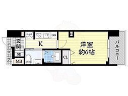 エステムプラザ梅田中崎町3ツインマークスノースレジデンス 1Kの間取図画像