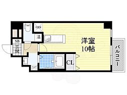 ダイドーメゾン大阪中之島 ワンルームの間取図画像