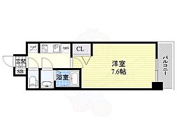 プランドール江戸堀レジデンス 1Kの間取図画像