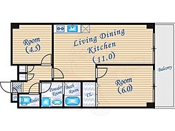 扇町第2マンション 2LDKの間取図画像
