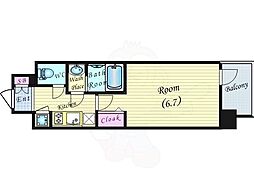 レジュールアッシュ中之島サウス 1Kの間取図画像