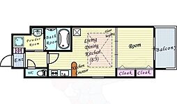 アーバネックスウメダヒガシ 1DKの間取図画像