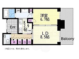 グラングリーン大阪 THE NORTH RESIDENCE 1LDKの間取図画像