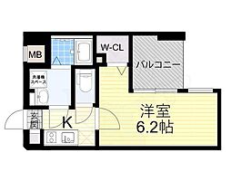 JMFレジデンス海老江 1Kの間取図画像