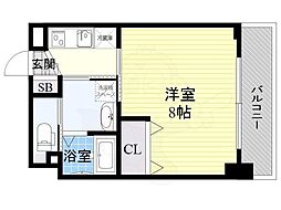 プランドール江戸堀レジデンス 1Kの間取図画像