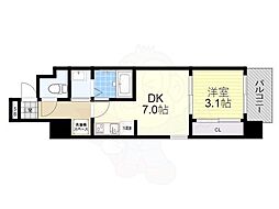 クレストコート靭公園 1DKの間取図画像