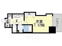 Luxe天神橋 1Kの間取図画像