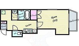 ARIBA豊崎 1Kの間取図画像