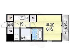 エスリードレジデンス梅田フロント 1Kの間取図画像