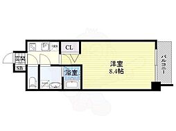 プランドール江戸堀レジデンス 1Kの間取図画像
