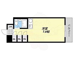 内外うつぼビル ワンルームの間取図画像