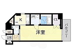 ファイブコートウメダ 1Kの間取図画像