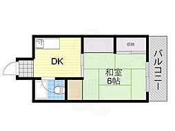 メゾン阪南 6階1DKの間取り