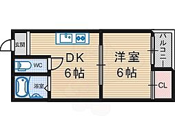 JR阪和線 我孫子町駅 徒歩11分の賃貸マンション 3階1DKの間取り
