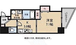 Osaka Metro御堂筋線 北花田駅 徒歩5分の賃貸マンション 10階1DKの間取り