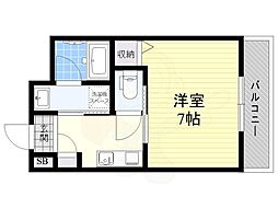 ウェルスクエア長居公園 1階1Kの間取り